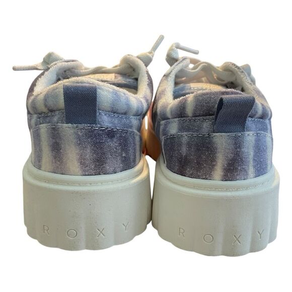 Roxy Sheilahh Slip-On Platform Sneaker Shoe Pink Blue White Tie Dye Stripe 8 - Picture 4 of 11
